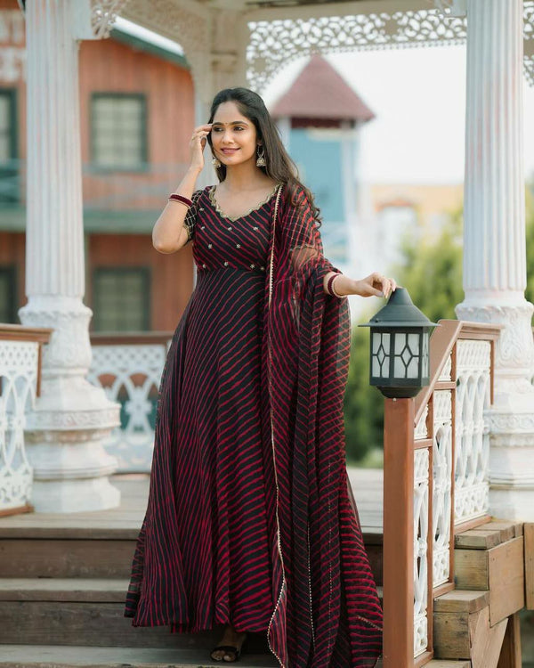 Chic Fox Georgette Maxi Dress with Dupatta