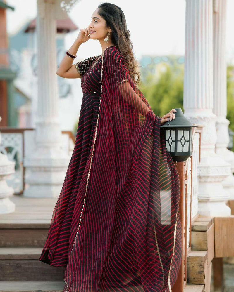 Chic Fox Georgette Maxi Dress with Dupatta