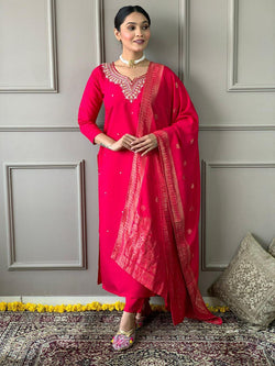 Classy Viscose Chanderi Set with Matching Dupatta – Perfect for Stylish Casual and Festive Wear